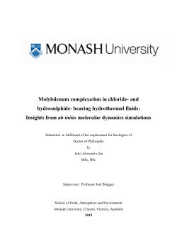 Molybdenum complexation in chloride- and hydrosulphide- bearing hydrothermal fluids: Insights from ab initial molecular dynamics simulations