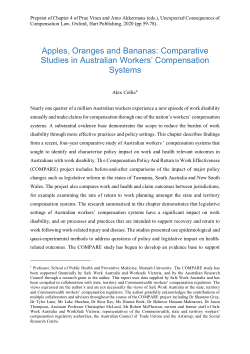 Apples, Oranges and Bananas: Comparative Studies in Australian Workers’ Compensation Systems