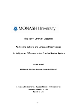 The Koori Court of Victoria: Addressing Cultural and Language Disadvantage for Indigenous Offenders in the Criminal Justice System