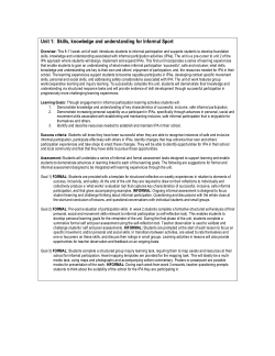 Informal Sport Unit Sequence 1: Skills, knowledge and understanding for Informal Sport