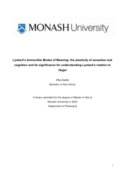 Lyotard's Immiscible Modes of Meaning: the plasticity of sensation and cognition and its significance for understanding Lyotard's relation to Hegel