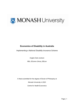 Economics of Disability in Australia: Implementing a National Disability Insurance Scheme