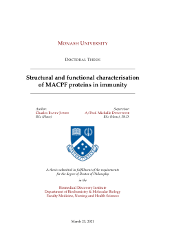 Structural and functional characterisation of MACPF proteins in immunity
