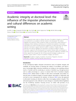 Academic integrity at doctoral level: the influence of the 
