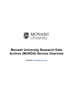 Monash University Research Data Archive (MURDA) Service Overview