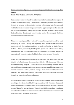 Nature as Nurturer - A person-as-environment approach to disaster recovery - Fire Stories