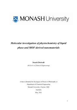 Molecular investigation of physiochemistry of liquid phase and MOF-derived nanomaterials