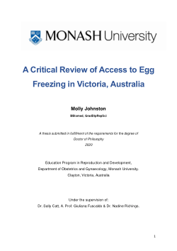 A Critical Review of Access to Egg Freezing in Victoria, Australia