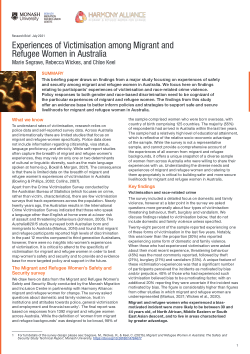 Experiences of Victimisation among Migrant and Refugee Women in Australia