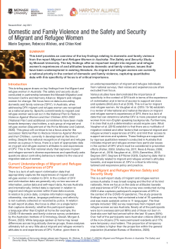 Domestic and Family Violence and the Safety and Security of Migrant and Refugee Women