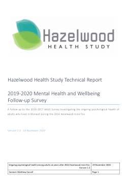 Hazelwood Health Study Technical Report: 2019-2020 Mental Health and Wellbeing Follow-up Survey