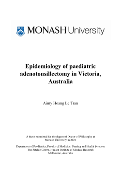 Epidemiology of paediatric adenotonsillectomy in Victoria, Australia