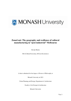 Zoned out: The geography and resilience of cultural manufacturing in “post-industrial” Melbourne