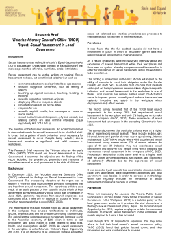 Victorian Attorney General’s Office (VAGO) Report: Sexual Harassment in Local Government - Research Brief