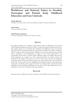 03 Worldviews and National Values in Swedish, Norwegian and Finnish Early Childhood Education and Care Curricula
