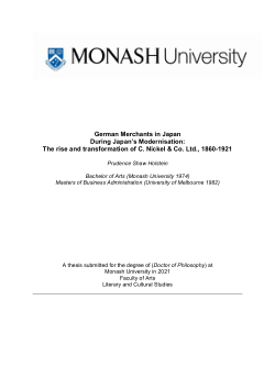 German Merchants in Japan During Japan's Modernization: The rise and transformaton of C. Nickel & Co. Ltd., 1860-1921