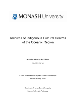 Archives of Indigenous Cultural Centres of the Oceanic Region