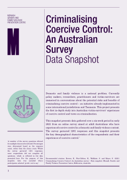 Criminalising Coercive Control: An Australian Survey - Data Snapshot