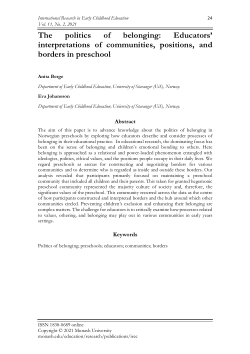 02 The politics of belonging: Educators’ interpretations of communities, positions, and borders in preschool