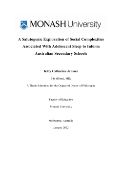A Salutogenic Exploration of Social Complexities Associated With Adolescent Sleep to Inform Australian Secondary Schools