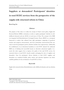 01 Suppliers or demanders? Participants’ identities in rural ECEC services from the perspective of the supply-side structural reform in China