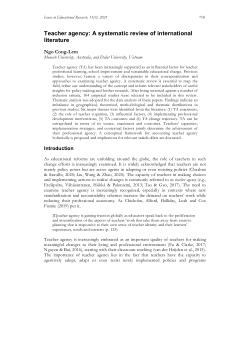 Teacher agency: A systematic review of international literature