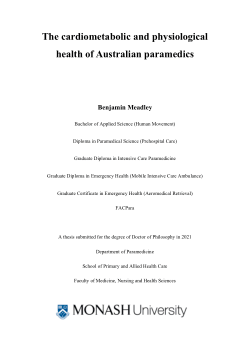 The cardiometabolic and physiological health of Australian paramedics