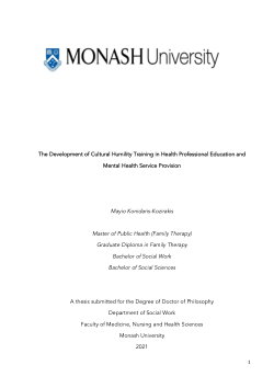 The Development of Cultural Humility Training in Health Professional Education and Mental Health Service Provision