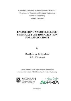 Engineering Nanocellulose: Chemical Functionalization for Applications