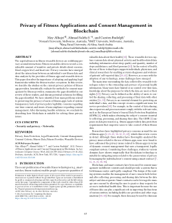 Privacy of Fitness Applications and Consent Management in Blockchain
