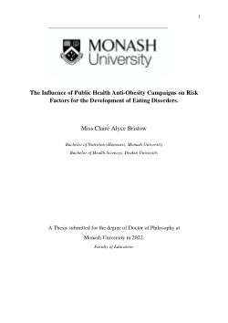 The Influence of Public Health Anti-Obesity Campaigns on Risk Factors for the Development of Eating Disorders