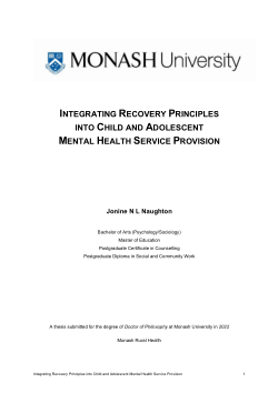 Integrating recovery principles into child and adolescent mental health service provision