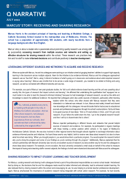 Q Narrative: "Marcus' Story: Receiving and Sharing Research"