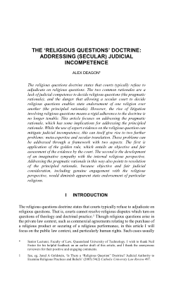The 'Religious Questions' Doctrine: Addressing (Secular) Judicial Incompetence