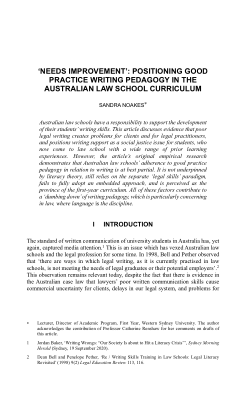 'Needs Improvement': Positioning Good Practice Writing Pedagogy in the Australian Law School Curriculum