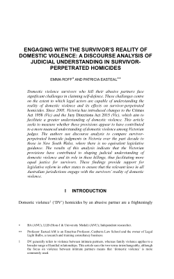 Engaging with the Survivor's Reality of Domestic Violence: A Discourse Analysis of Judicial Understanding in Survivor-Perpetrated Homicides
