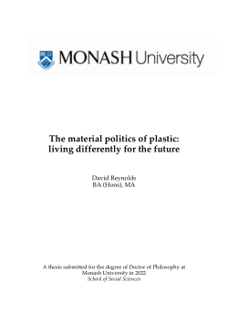 The material politics of plastic: living differently for the future
