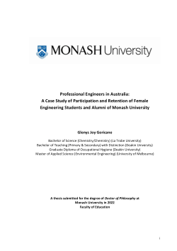 Professional Engineers in Australia: A Case Study of Participation and Retention of Female Engineering Students and Alumni of Monash University