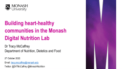 Presentation: Building heart-healthy communities in the Monash Digital Nutrition Lab