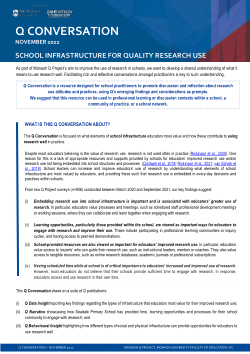 Q Conversation: "School infrastructure for quality research use"