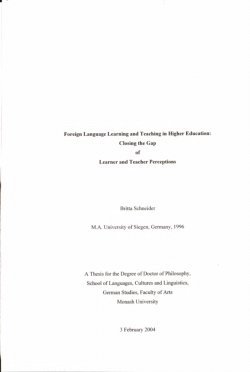 Foreign language learning and teaching in higher education  : closing the gap of learner and teacher perceptions