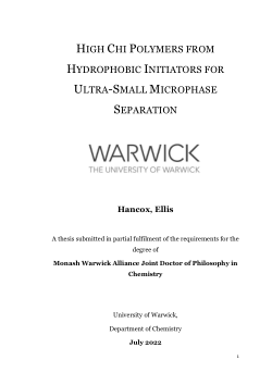High Chi Polymers from Hydrophobic Initiators for Ultra-Small Microphase Separation