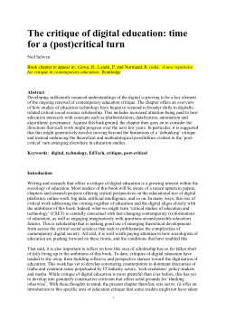 The critique of digital education: time for a (post)critical turn