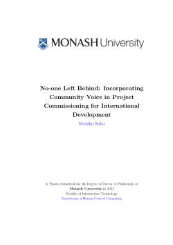 No-one Left Behind: Incorporating Community Voice in Project Commissioning for International Development