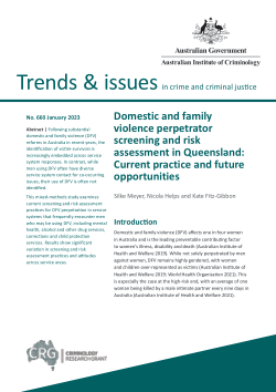 Domestic and family violence perpetrator screening and risk assessment in Queensland: Current practice and future opportunities