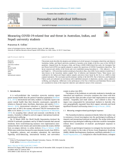 Measuring COVID-19-related fear and threat in Australian, Indian, and Nepali university students