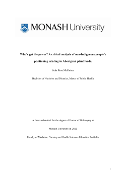 Who’s got the power? A critical analysis of non-Indigenous people’s positioning relating to Aboriginal plant foods