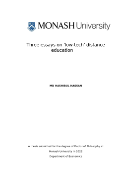 Three essays on ‘low-tech’ distance education