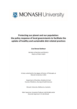 Protecting our planet and our population: the policy response of local governments to facilitate the uptake of healthy and sustainable diet-related practices