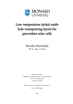 Low-temperature nickel oxide  hole-transporting layers for perovskite solar cells
